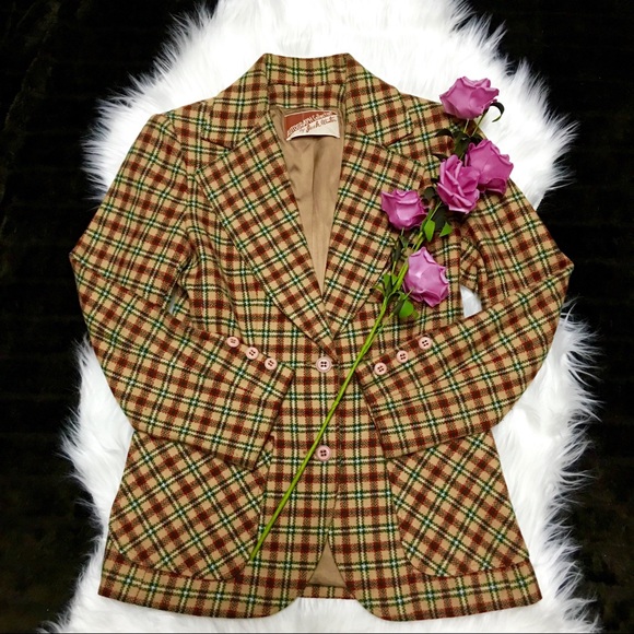 Jackets & Blazers - 📌Vintage / Retro 1960's Plaid Brown Blazer